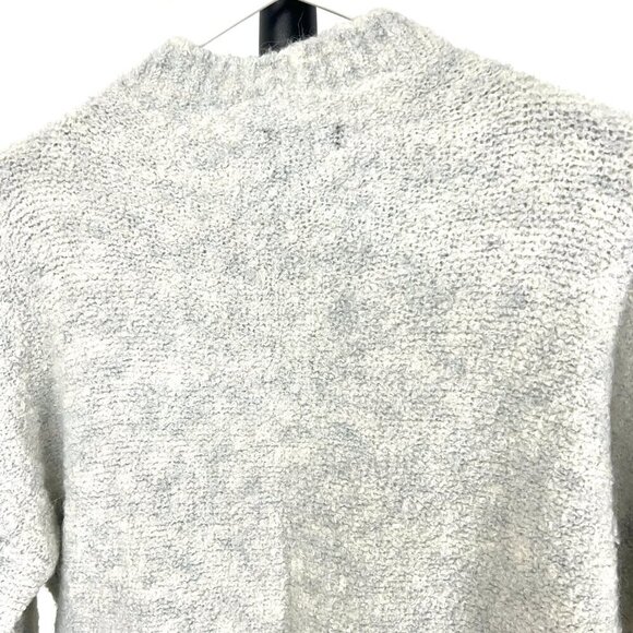 Lord & Taylor Alpaca Wool Heather Gray Cream Textural Knit Mockneck Sweater Sz M - Picture 8 of 13
